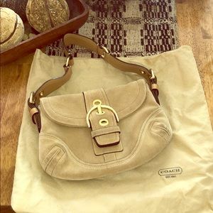 Tan suede coach bag